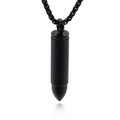 Matte black bullet pendant necklace with matching box chain in punk style for men - Black with Chain (KP77803-K)