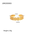 Macro detail of gold watch-band style ring showing exact width and inner diameter metrics - Chain Textured Ring (JDR2303003)