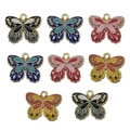 Antique silver butterfly charms set with colorful enamel finish for DIY jewelry making - 8-Piece Butterfly Set (4 Styles x 2)