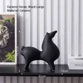 Minimalist large black matte ceramic horse sculpture for modern home decor - Large Texture Black