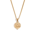 Collana vintage in acciaio placcato oro 18K con pendente a tarocco loto e zirconi - Fiore (Catena Barbazzale Tonda Tarocchi Strass-Oro-Fiore) / Oro
