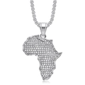 Silver plated iced out Africa map pendant necklace with sparkling cubic zirconia crystals - Silver Color Single Pendant