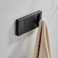 Patère murale pliable noire mate pour salle de bain au design moderne et doubles fentes - 2 Crochets / Noir