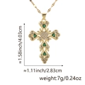 Golden cross necklace with green gemstone and zircons including size and weight specs - Style B (Cross/Green Gemstone)