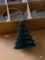 Dark green honeycomb paper Christmas tree ornament, 10cm height with golden string - Green Christmas Tree Single