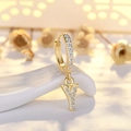 S925 silver golden hoop earring with crystal letter Y charm in sparkling stones - Letter Y (Gold)