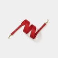 Adjustable bright red smooth leather bag strap with polished gold-tone metal hooks - Red Gold Buckle