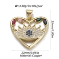 Macro detail of a 18K gold plated heart pendant with zircon stones and dimension labels - Dbn149-04 / 18K Gold