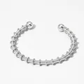Bracelet jonc argenté au design ressort torsadé avec boules métalliques polies, ouvert - Texture Spirale Argentée (PAS1020)