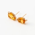 14k gold plated drop stud earrings with amber yellow teardrop zircon stones - Orange