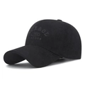 Casquette de baseball en velours côtelé noir avec détails de broderie de qualité - Réglable / Noir avec broderie noire