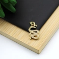 18K gold plated snake pendant with white zircon micro-inlay and red gemstone eyes - Snake Pave Red Eyes S-shape Style