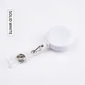 Solid white retractable badge holder with durable plastic reel and clear PVC strap - White