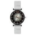 Women's quartz watch with black gradient dial and white flexible elastic band - White