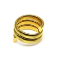 Golden Tubogas wrap-around spiral ring with flexible metallic ribbed texture in mirror finish - Triple Layer Knot Bracelet (12mm Width) / Gold