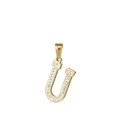Collier en acier inoxydable doré avec pendentif lettre U serti de strass brillants - Lettre U