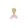 Detail of mermaid tail charm with gold scales and pink resin with glitter and top loop - Gold Scale Pink Resin Style (2号色)