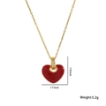 Gouden ketting met rood emaille hartvormige hanger en stras, maat 19mm en gewicht 5.2g - Rood (8955)