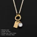 Collana in acciaio inossidabile placcato oro 14K con ciondolo lettera 'I' - Lettera I
