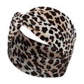 Macro detail of leopard print velvet headband featuring a stylish twist knot design - Dark Brown Leopard
