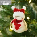 Sleeping girl plush Christmas ornament with red heart and hat on Christmas tree - Little Girl