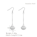 Silver stainless steel tassel earrings with shell pendant and 7.1cm chain length - Silver (LE3119)