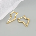 Minimalistische S925 Silber Creolen in Gold mit geometrischer Blitzform - 925er Silber / 18K Gold