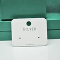 White jewelry display card with Silver 925 text for earrings on green velvet box - 3.5*4.5cm / 100 Cards (Mini Size)