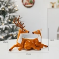 Brown and white Christmas reindeer figurines set of two for festive window decoration - Couple Deer