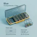 7-day pill organizer set with blue storage box and 21 compartments for weekly medicine planning - U399 Blue 21-Grid