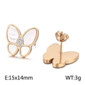 Roségoldene Schmetterling Ohrstecker mit Muschel Inlay und Kristallen, Größe 15x14mm - Roségold