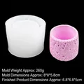 Pink rock textured cylinder silicone mold for DIY flower pots and candle cups - 6# B1102 / Clear