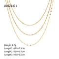 Drielagige 18k goud vergulde roestvrijstalen ketting set met platte en gedraaide kettingen - Gouden Drielaagse Geometrische Stijl (JDN21471)