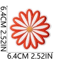 Detailed embroidery texture of orange daisy flower patch with size measurement 6.4cm - Daisy Style