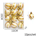 12-pack of 4cm gold and white striped Christmas ball ornaments for tree decoration - Gold and White Spiral (Small)