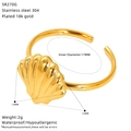 Detail view of gold seashell ring with 17mm diameter and waterproof 18k gold plating - Shell Style(SR270G)