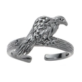 Gothic raven crow open ring with vintage black metal finish and textured branch band - Matte Black Crow Style (08)