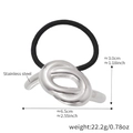Elastic hair tie with polished silver stainless steel geometric knot accessory - High Shine Knot Style (E608) / Steel