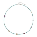 Collana di perle d'acqua dolce colorate con perline turchesi e chiusura argento - Stile Catena Argentata Multicolore (XL-1006J -1)