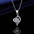 Silver-plated necklace with a teardrop-shaped hollow pendant and sparkling cubic zirconia - Xl-144 [comes With Box And Chain]