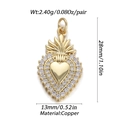 Golden heart sacred eye pendant in copper with clear zircons and dimension markers - Ysn014-04 / 18K Gold