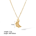 Collar de acero inoxidable chapado en oro de 18k con colgante de luna creciente y detalles - Estilo de Luna Hueca(TN3202)