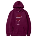 Burgundy Christmas hoodie featuring a rhinestone wine glass graphic with a festive Santa hat - S / Tops / Burgundy - Rhinestone Christmas Wine Glass (38)