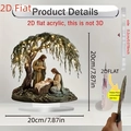 2D flat acrylic nativity scene decoration featuring Mary and Joseph in 20cm size - Nativity Vintage Print Style 33