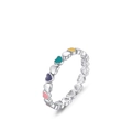Minimalistischer Ring aus S925 Sterlingsilber mit buntem Emaille-Herz-Muster - US Größe 5 / Buntes Herz-Stil (RHR1269)