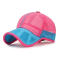 Pink and blue mesh baseball cap with breathable fabric and curved brim for summer - One Size / Rose Red