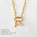 Gold-plated titanium steel necklace with letter Y and crystal pendant - Letter Y