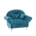 Boîte à bijoux canapé en velours bleu paon avec dossier en cœur et pieds en métal - A106 Nouveau Canapé en Forme de Cœur / Vert Paon