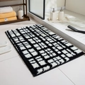 Thick checkered plush rug in black and white finish for bedroom or bathroom - 40x60cm / Chanson Black