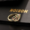 Adjustable gold ring featuring colorful cubic zirconia evil eye design with vibrant stones - Multi-color Zirconia Eye (C)
